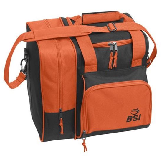 Picture of BSI Deluxe 1 Ball Single Tote Black Orange Bowling Bag