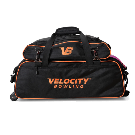 Picture of Velocity 3 Ball Triple Tote With Shoe Pouch Black Orange Bowling Bag