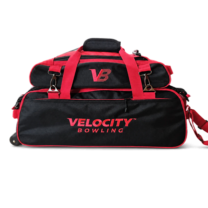 Picture of Velocity 3 Ball Triple Tote With Shoe Pouch Black Red Bowling Bag