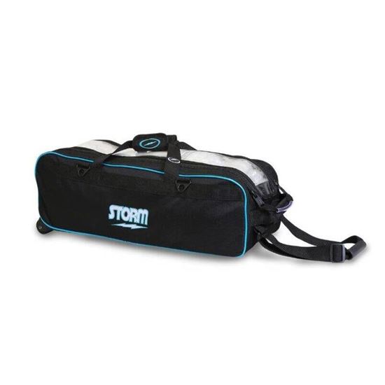 Picture of Storm 3 Ball Tournament Roller Tote Black Blue Bowling Bag